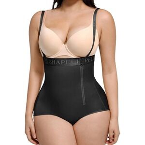 Shapellx Womens High Waist Shapewear Bodysuit Tummy Control Side Zip Black
